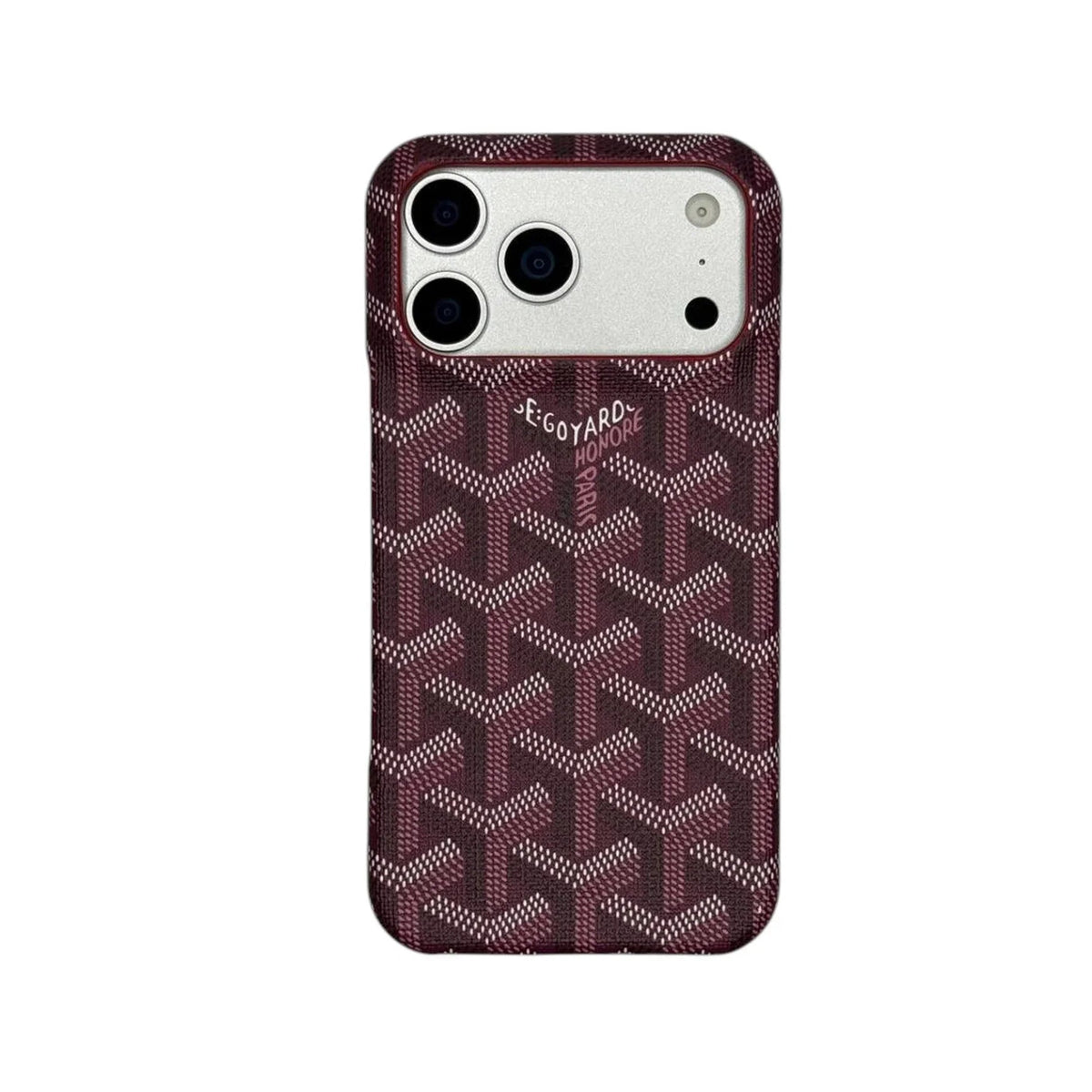 GYD Vintage Monogram Burgundy Case for iPhone 12-18 Pro & Pro Max