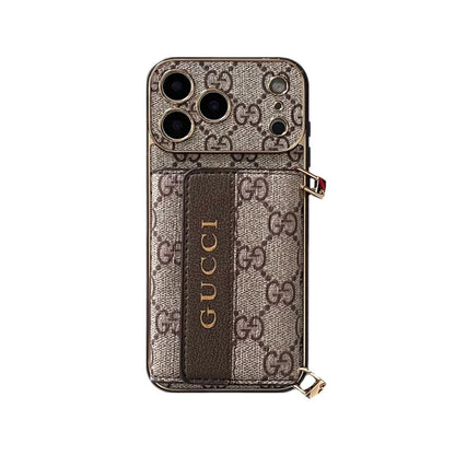 Refined Gucci iPhone Case With Wallet And Crossbody Strap For iPhone 12-17
