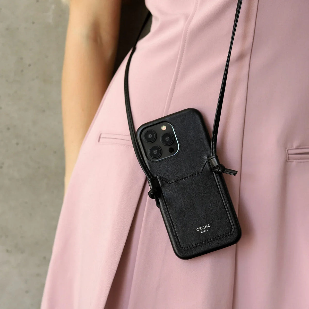 Classic Celine iPhone Case with Card Holder Black for iPhone 12-18 Pro & Pro Max