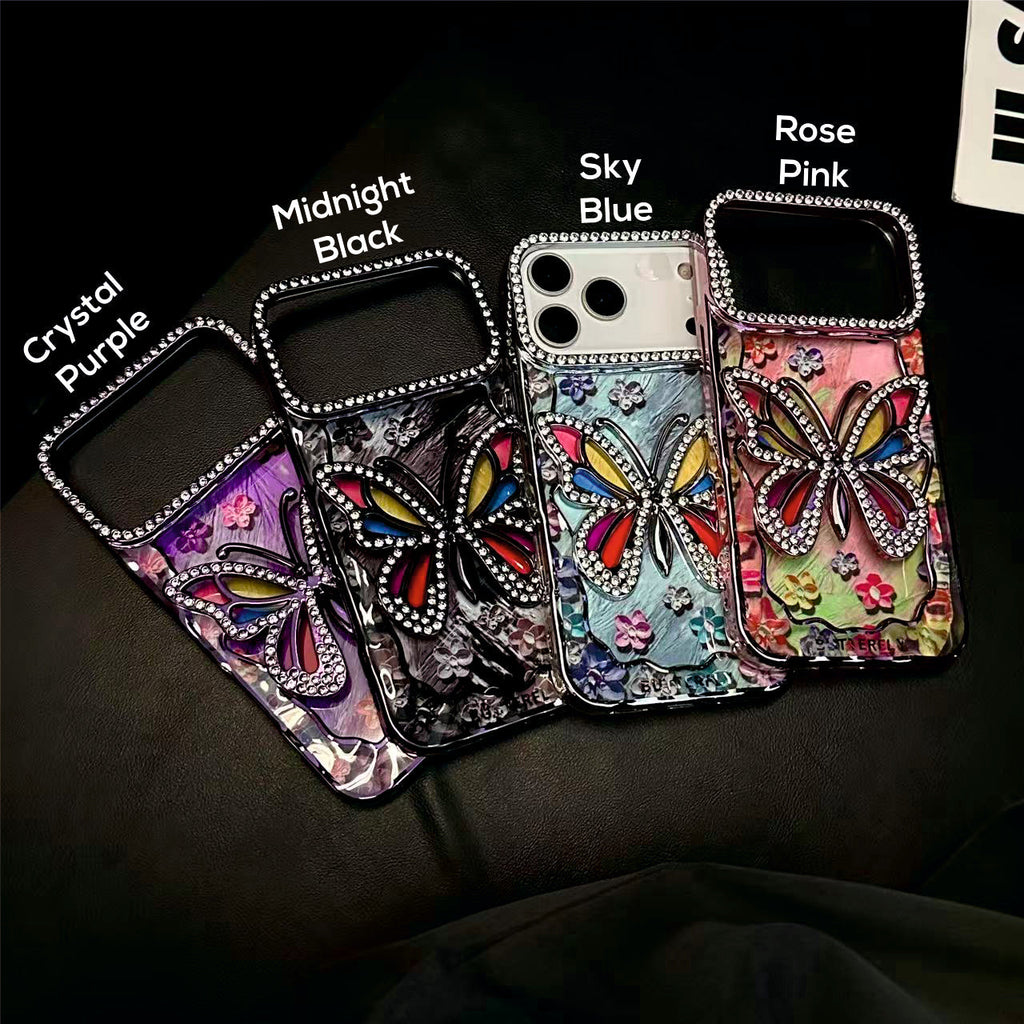 3D Rhinestone Butterfly Case – Sparkling Floral Bling Cover for iPhone