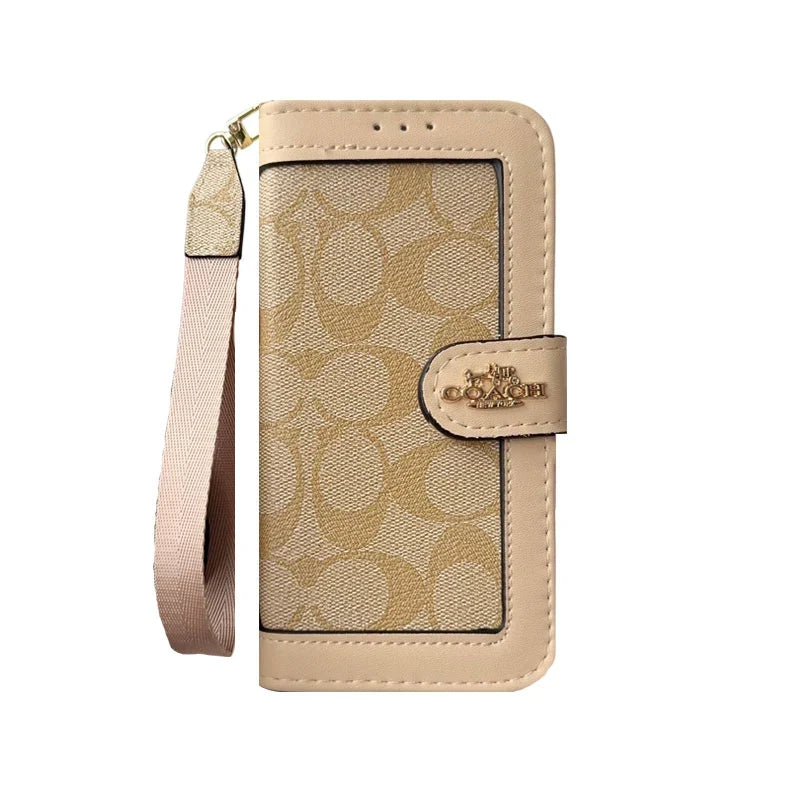 Luxury Monogram Canvas Wallet Case for iPhone 12-18 Series