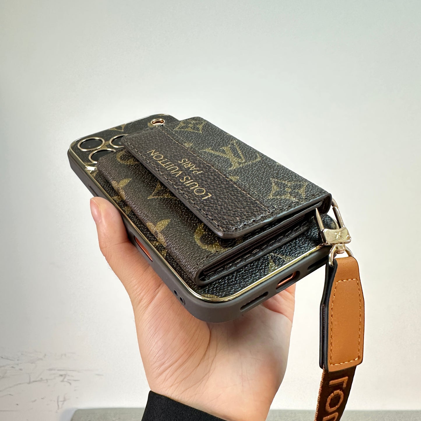 Refined Leather Monogram iPhone Case With Wallet And Crossbody