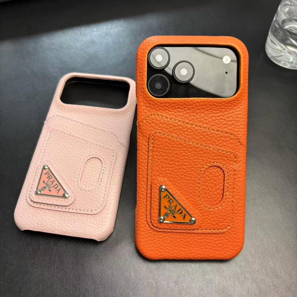 Prada Stylish Case With Card Holder For iPhone 17 / 16 / 15 / 14