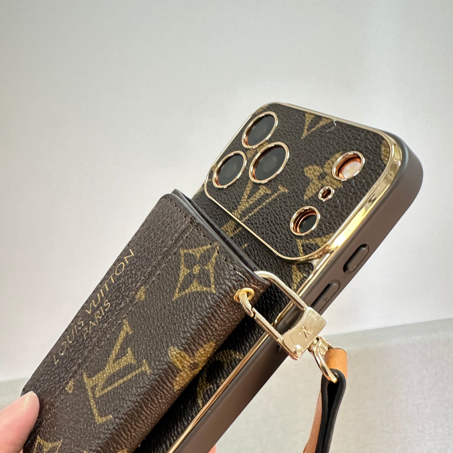 Refined Leather Monogram iPhone Case With Wallet And Crossbody