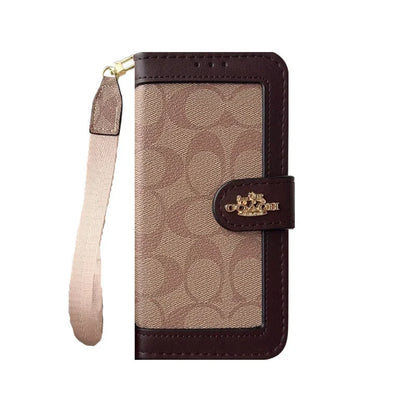 Luxury Monogram Canvas Wallet Case for iPhone 12-18 Series