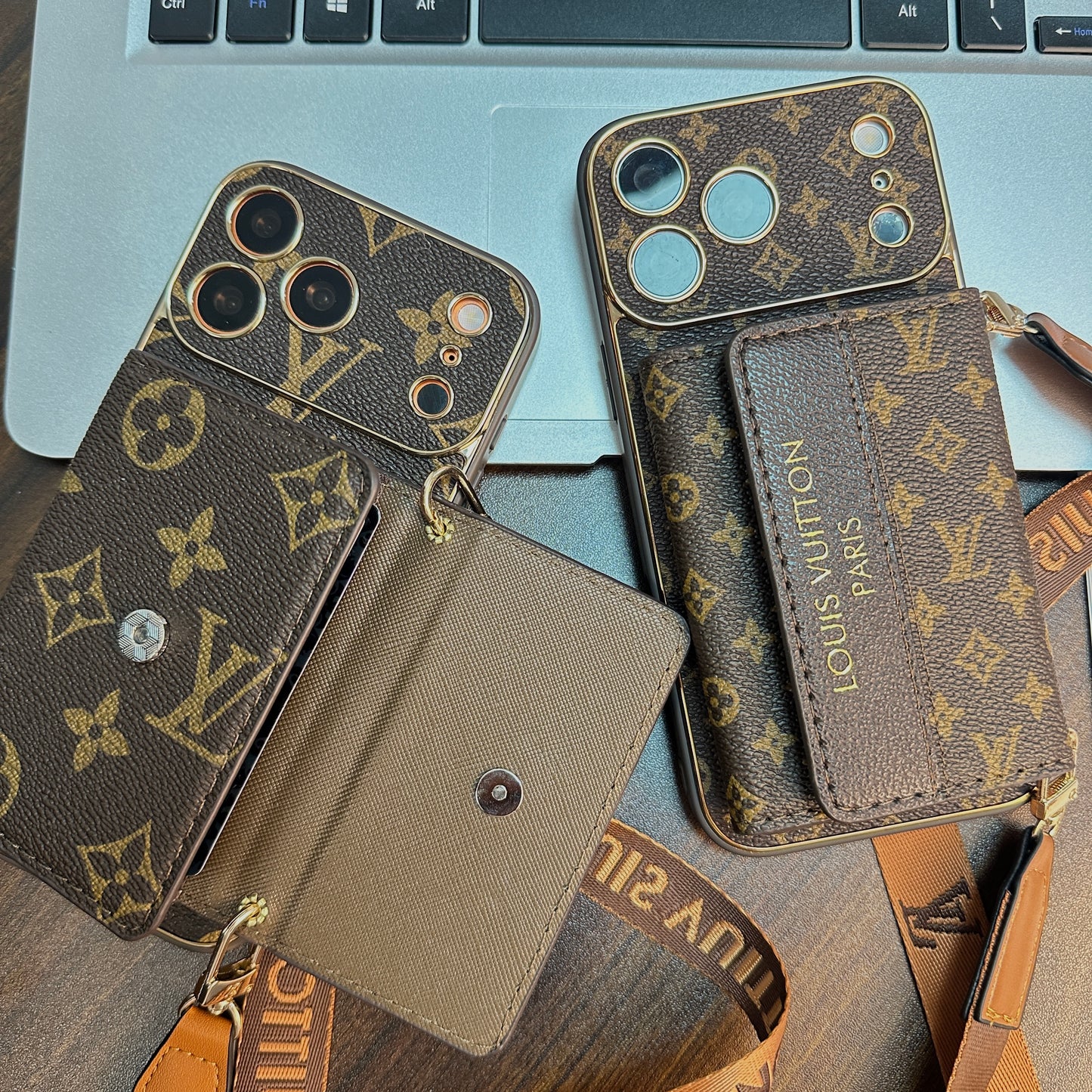 Refined Leather Monogram iPhone Case With Wallet And Crossbody