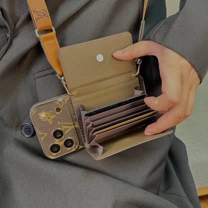 Refined Leather Monogram iPhone Case With Wallet And Crossbody