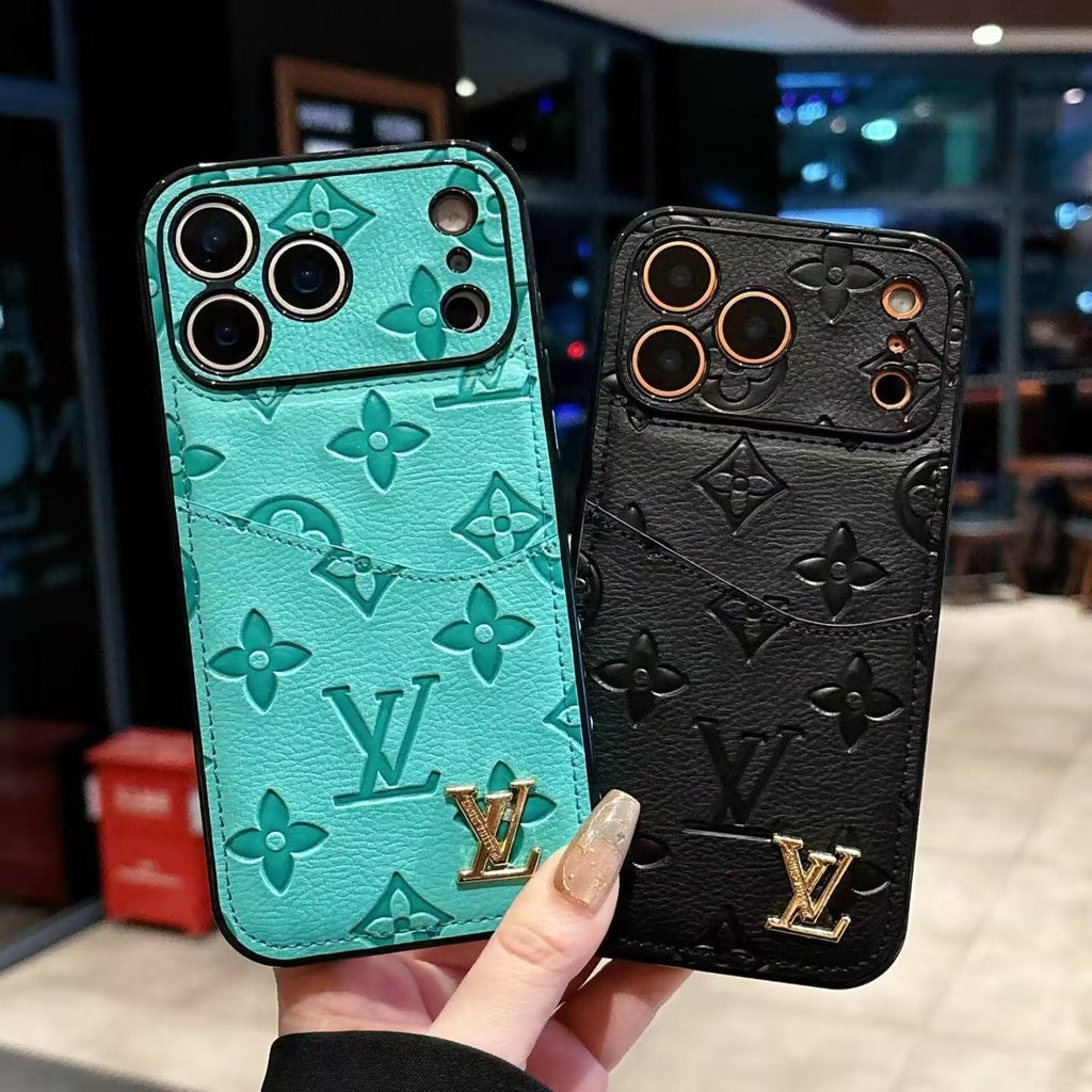 Lv Luxury Phone Case With Card Holder For iPhone 17/ 16 / 15 / 14
