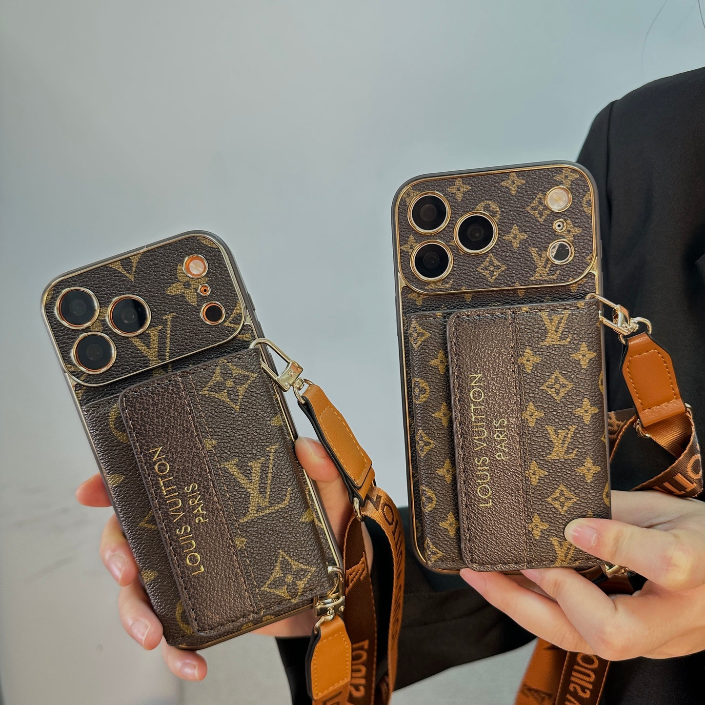 Refined Leather Monogram iPhone Case With Wallet And Crossbody