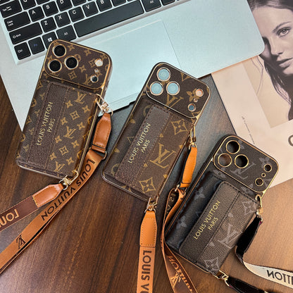 Refined Leather Monogram iPhone Case With Wallet And Crossbody