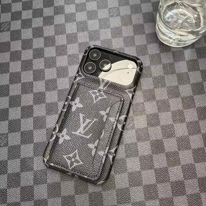 Monogram LV Leather Phone Case For iPhone 13-17 Series