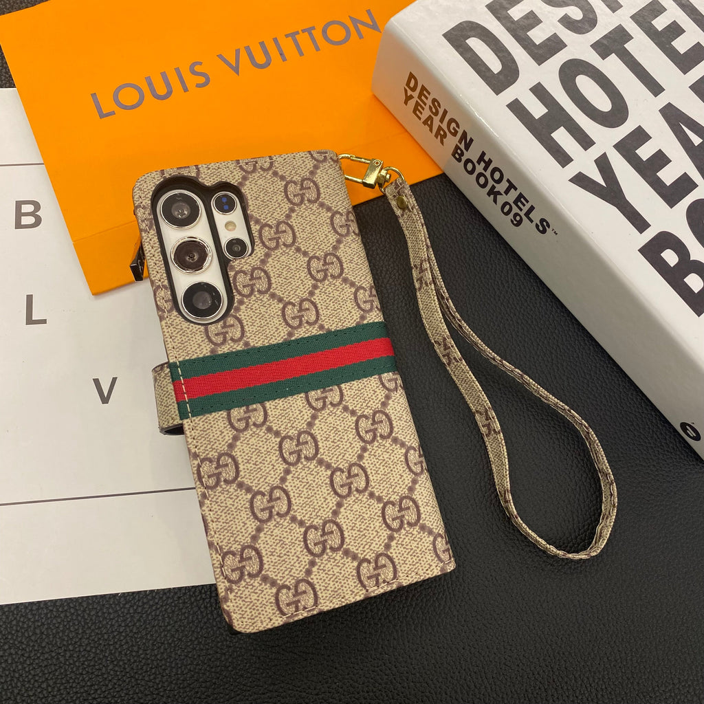 MONOGRAM CANVAS LEATHER WALLET SAMSUNG MOBILE PHONE CASE Roxy New