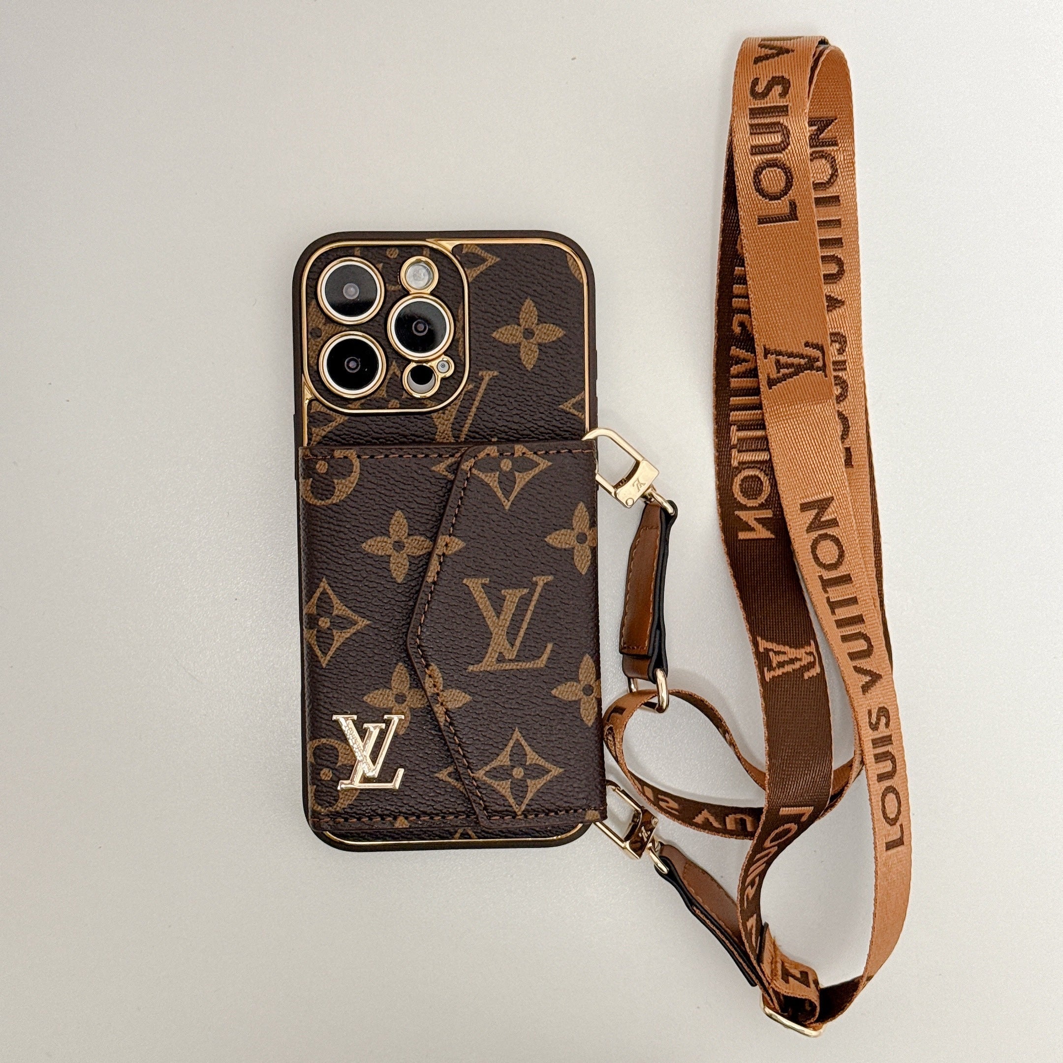 Luxury Monogram Canvas Leather Card Holder iPhone Case Roxy New 2