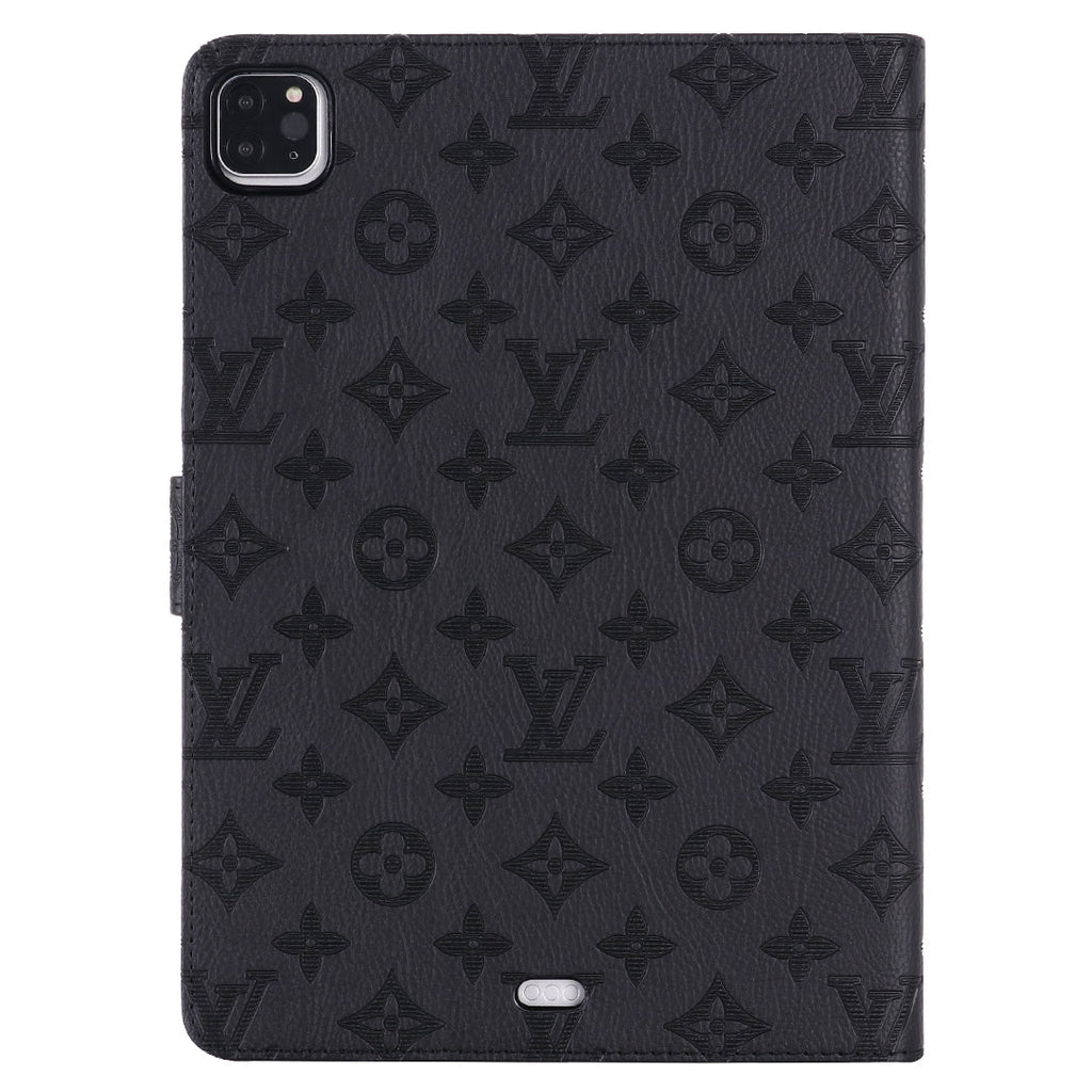 3D Embossed Canvas Monogram Holster Apple iPad Flip Cover With Stand Function theroxymob