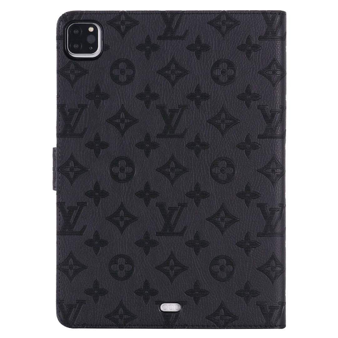 3D Embossed Canvas Monogram Holster Apple iPad Flip Cover With Stand Function theroxymob