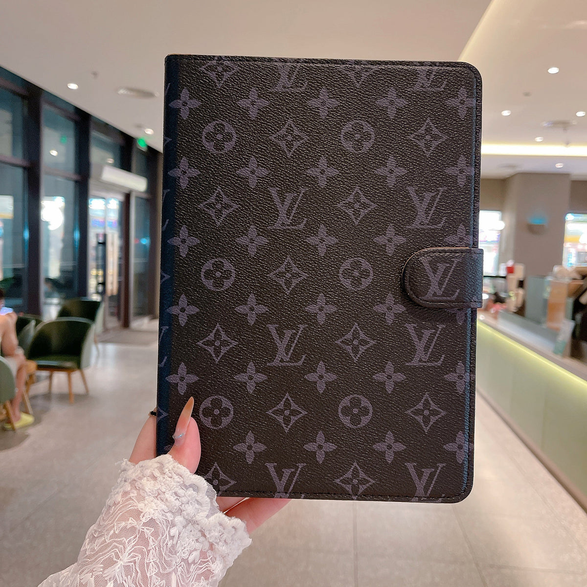 Elegant Monogram Canvas Flip Cover Apple iPad Protective Leather Case theroxymob
