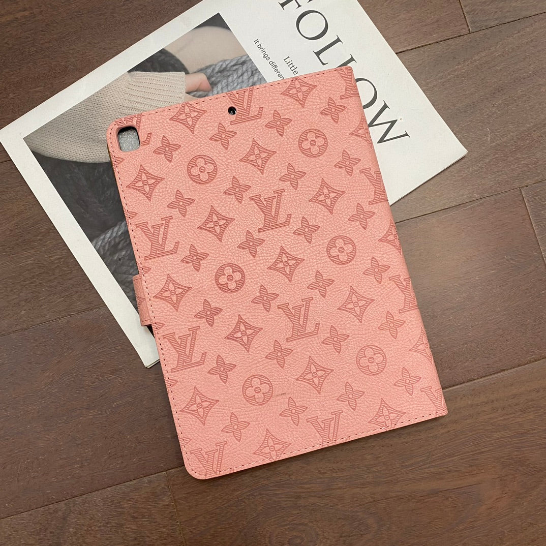 3D Embossed Canvas Monogram Holster Apple iPad Flip Cover With Stand Function theroxymob