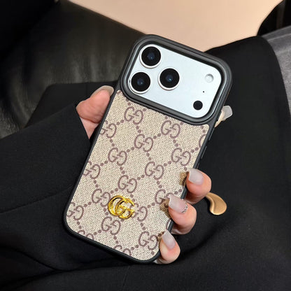 Luxury GG iPhone Case with Interchangeable Camera Lens Frames