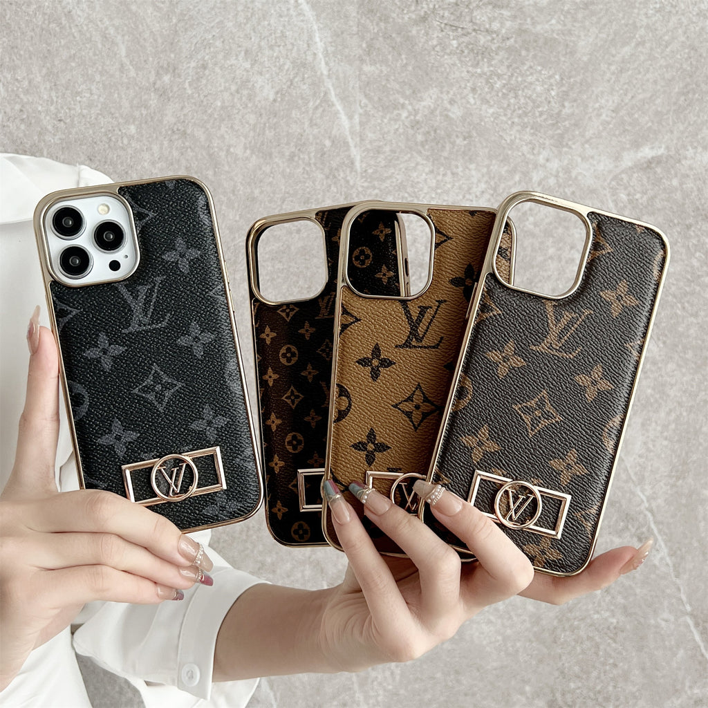 MONOGRAM CANVAS LEATHER PREMIUM ELECTROPLATING FOR IPHONE Roxy New 2