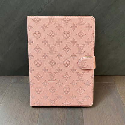 3D Embossed Canvas Monogram Holster Apple iPad Flip Cover With Stand Function theroxymob