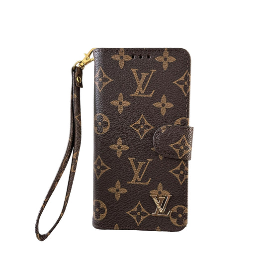 MONOGRAM CANVAS LEATHER WALLET SAMSUNG MOBILE PHONE CASE Roxy New