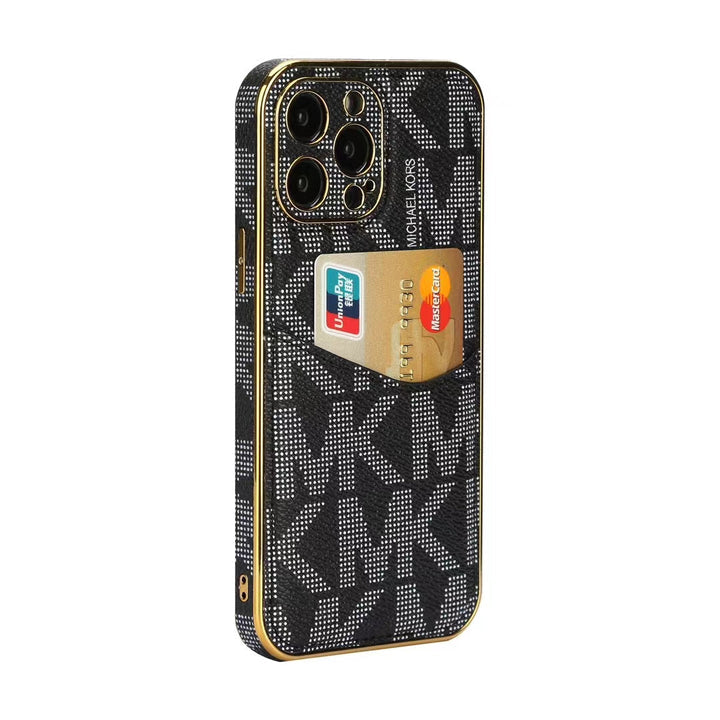 Luxury M-K-Inspired Monogram iPhone Case with Card Holder Roxy New 2