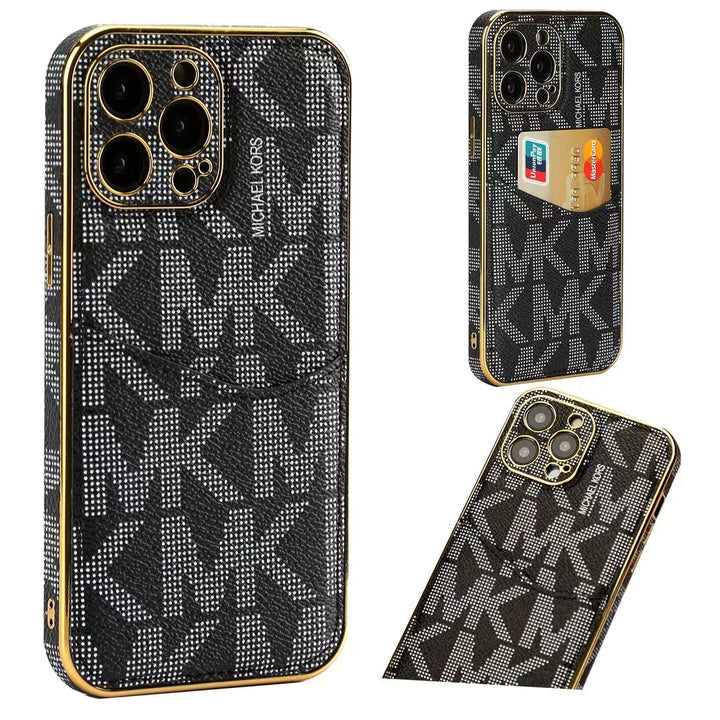 Luxury M-K-Inspired Monogram iPhone Case with Card Holder Roxy New 2