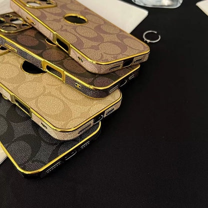 Inspired Luxury Monogram iPhone Case with Gold Trim Roxy New 2
