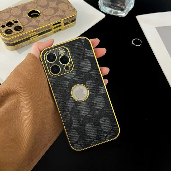 Inspired Luxury Monogram iPhone Case with Gold Trim Roxy New 2