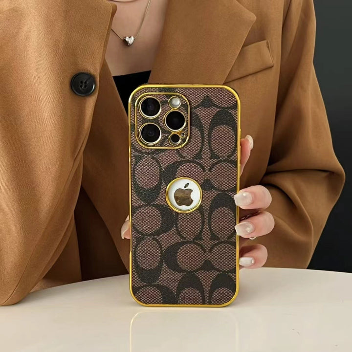 Inspired Luxury Monogram iPhone Case with Gold Trim Roxy New 2