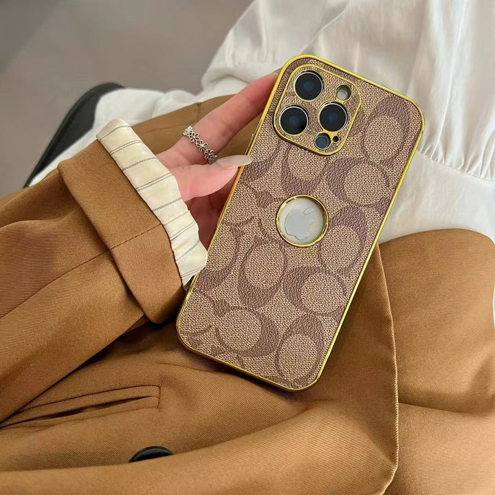 Inspired Luxury Monogram iPhone Case with Gold Trim Roxy New 2