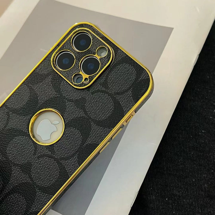 Inspired Luxury Monogram iPhone Case with Gold Trim Roxy New 2