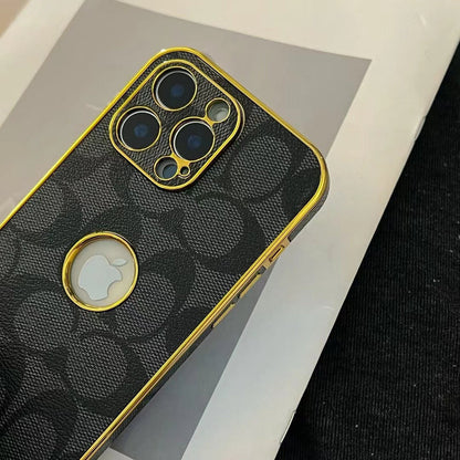 Inspired Luxury Monogram iPhone Case with Gold Trim Roxy New 2