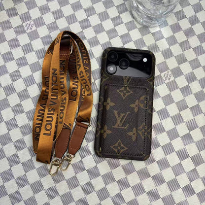 Monogram LV Leather Phone Case For iPhone 13-17 Series