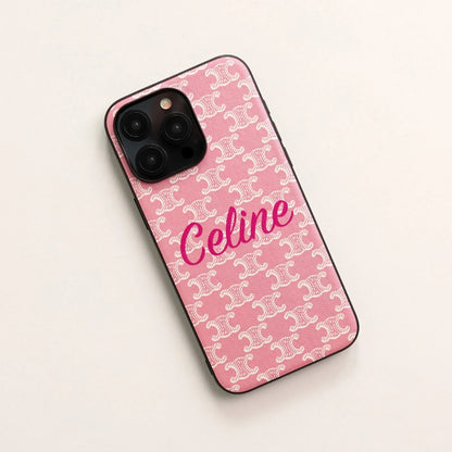 Premium Celine iPhone Case Massive Logo Pink for iPhone 12-18 Pro & Pro Max