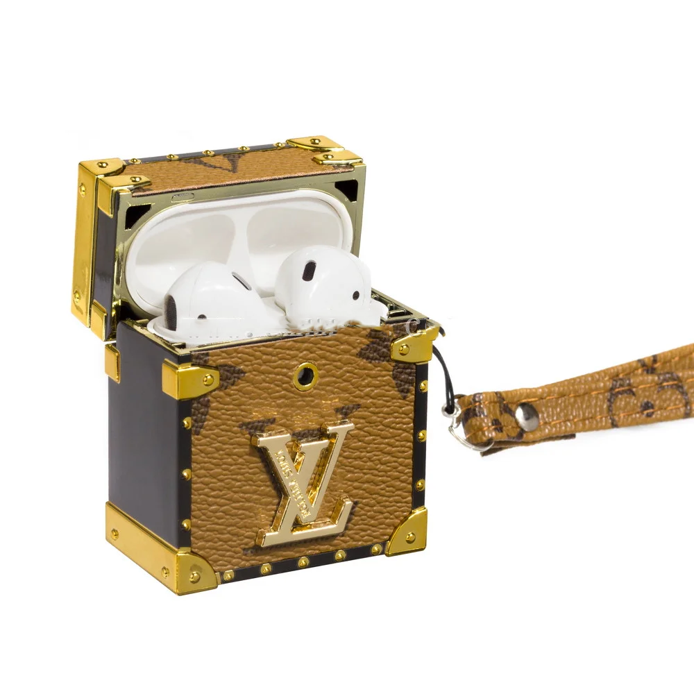 LUXURY 3D SQUARE APPLE AIRPODS LEATHER CASE Roxy New