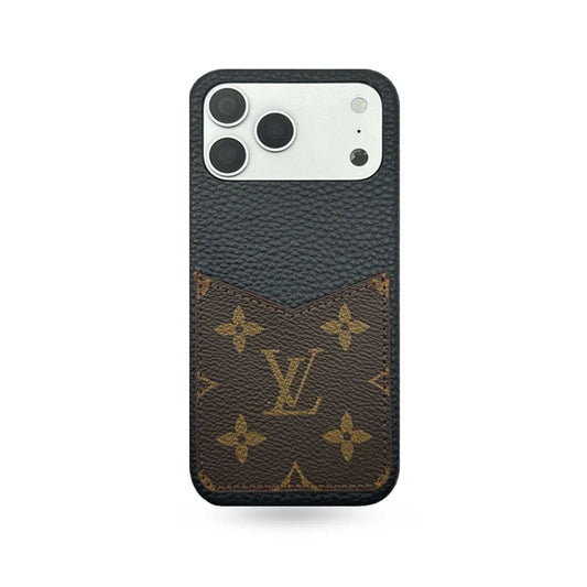 Louis Vuitton Monogram Leather Phone Case with Card Slot Case for iPhone 12-17 Series