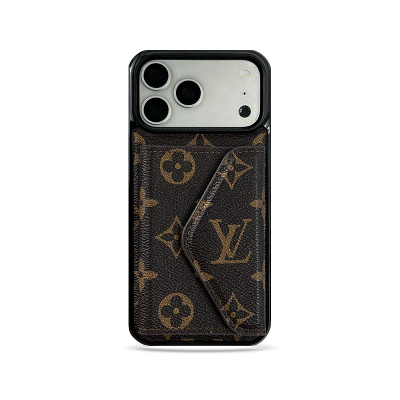Classic Leather Monogram iPhone Case With Wallet Big Printing