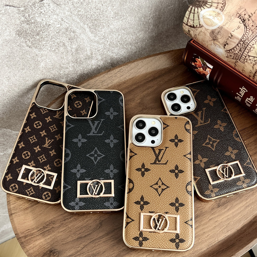 MONOGRAM CANVAS LEATHER PREMIUM ELECTROPLATING FOR IPHONE Roxy New 2
