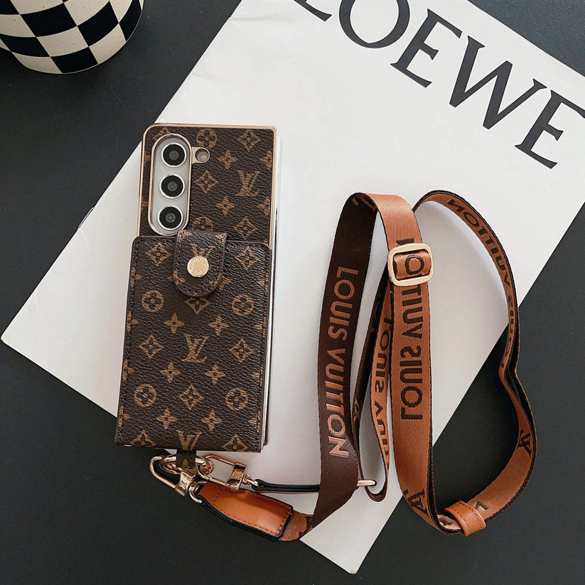 LUXURY ELECTROPLATING MONOGRAM CARD HOLDER CROSSBODY SAMSUNG Z FOLD CASE Roxy New