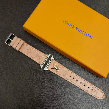 BAND METAL LOGO 3D EMBOSSED MONOGRAM LEATHER APPLE WATCH Roxy New