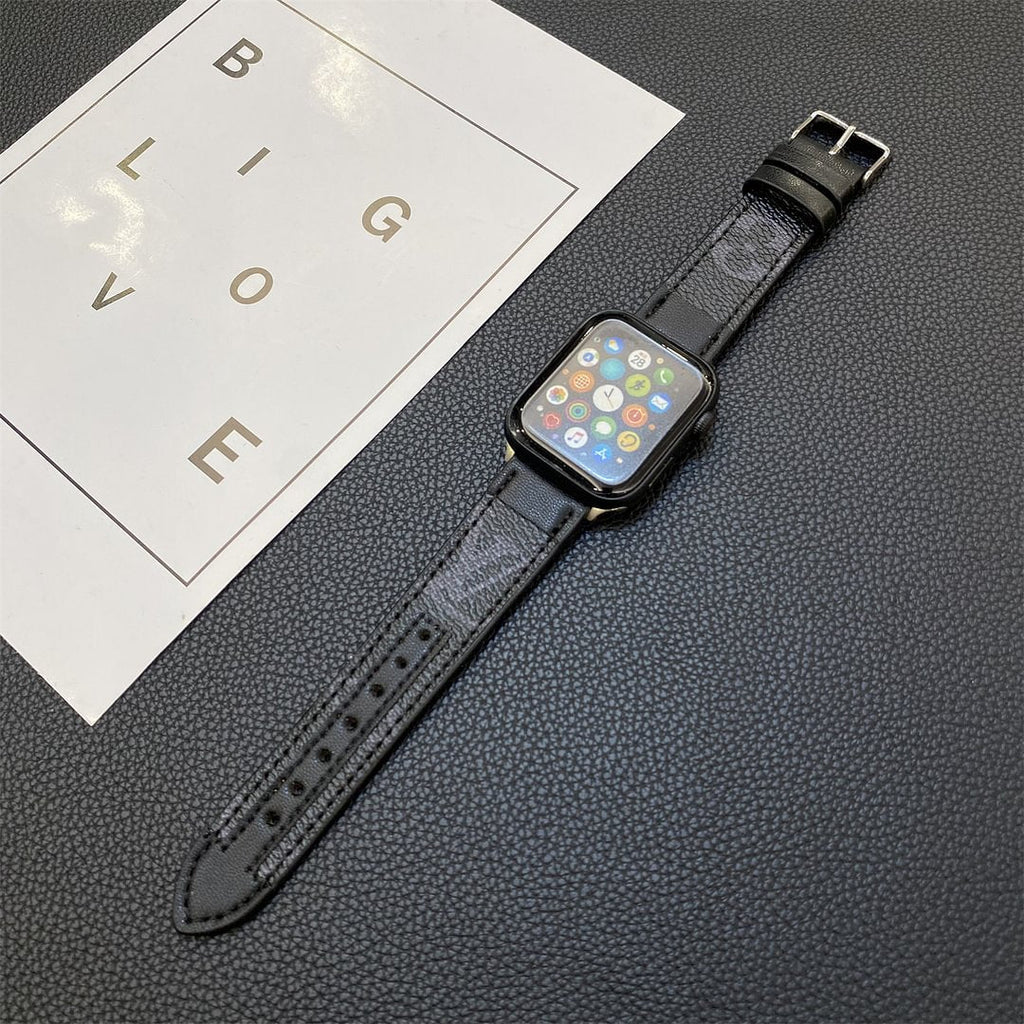 APPLE WATCH GENUINE LEATHER STRAP STITCHING MONOGRAM LEATHER Roxy New 2