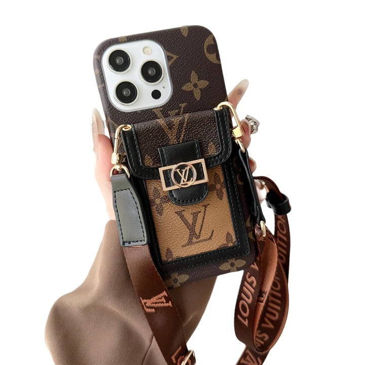 Luxury DAUPHINE LEATHER MONOGRAM CROSSBODY IPHONE CASE theroxymob