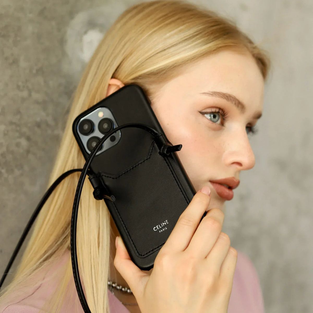 Classic Celine iPhone Case with Card Holder Black for iPhone 12-18 Pro & Pro Max