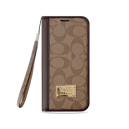 Leather Fold Coach iPhone Case With Wallet And Strap