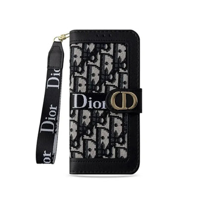 Dior iPhone Case With Card Holder And Wrist Strap For iPhone 12-18 Pro & Pro Max