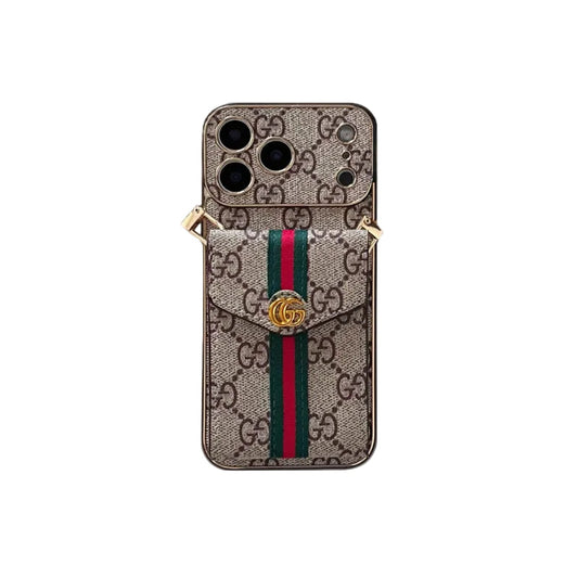 Luxury Classic GG iPhone Case With Card Holder And Strap