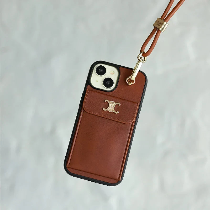 Classic Celine iPhone Case Single Crossbody Brown for iPhone 12-18 Pro & Pro Max