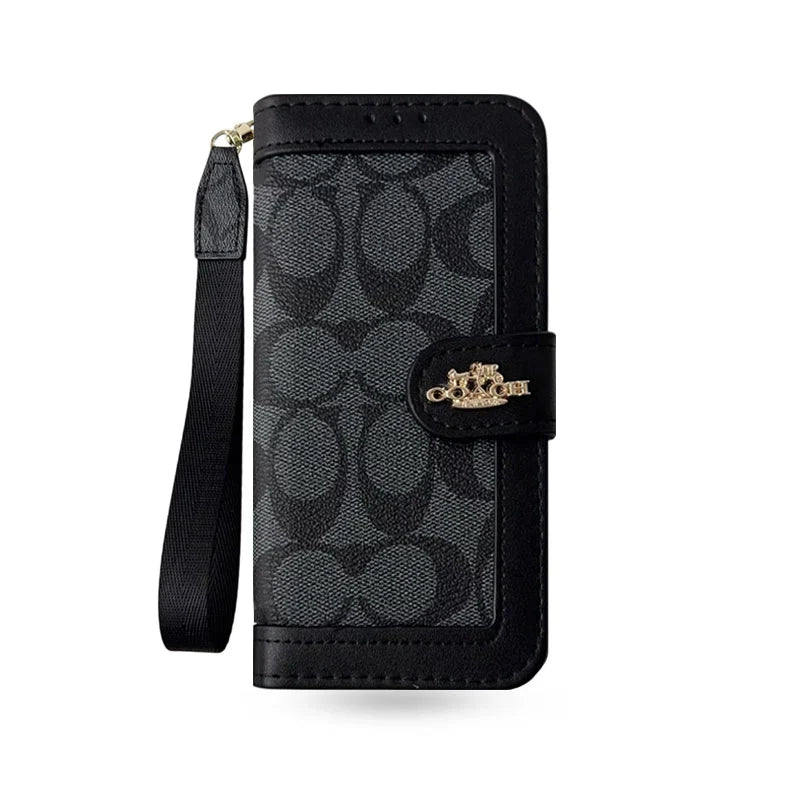 Luxury Monogram Canvas Wallet Case for iPhone 12-18 Series