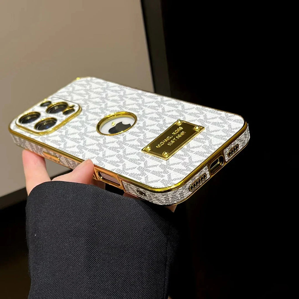 Gold Monogram Signature Canvas Leather Apple iPhone Case Roxy New 2